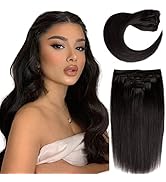 Clip in Hair Extensions Human Hair Natural Black Remy Hair Extensions Clip in Human Hair Real Hai...