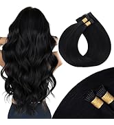 MAXITA I Tip Hair Extensions Human Hair,50g/100s Jet Black 16 InchItip Human Hair Extensions Comf...
