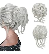 SARLA Detachable Claw Clip Messy Bun Hair Pieces 2PCS Wavy Curly Synthetic Hairpieces Fake Scrunc...