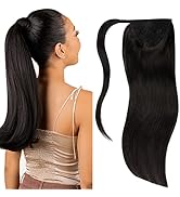 Lacerhair 14 Inch Short Ponytail Extensions Human Hair 70g Silky Straight Cip on Ponytails for Bl...