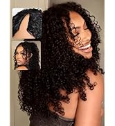 UNICE EasiContour V Part Wigs Human Hair Jerry Curly Glueless Wigs Human Hair Clip in Vpart Wig M...