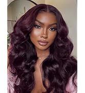 UNICE Black Cherry Loose Wave Bye Bye Knots 7x5 Lace Front Drawstring Wigs Human Hair with Face F...