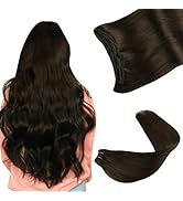 VINBAO Sew in Hair Extensions Real Human Hair 14in Weft Hair Extensions Human Hair #2 Darkest Bro...