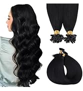 MAXITA U Tip Hair Extensions Human Hair, Jet Black Hair Extensions Real Human Hair, 50g/50 Strand...