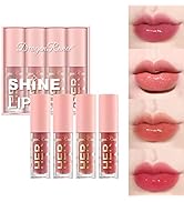 4Pcs Shimmer Lip Gloss Set Plumping Liquid Nude Lipstick Set Moisturizing Lip Stain Long Lasting ...