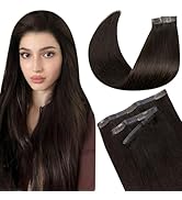 LaaVoo Seamless Clip in Hair Extensions Real Human Hair Brown Human Hair Clip in Extensions Invis...