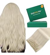 Easyouth Clip in Hair Extensions Real Human Hair Blonde Clip in Hair Extensions White Blonde Clip...
