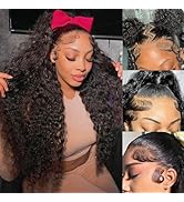 Real Pre Bleached Upgraded Tiny Knots 26Inch 250 Density Water Wave Large Lace Space 13x4 Full Fr...