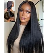 Nadula Bye Bye Knots No Slip Yaki Straight Glueless Drawstring Wig Human Hair with Flexible Mesh ...