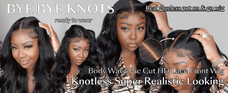 unice bye bye knots body wave pre cut hd lace front wigs human hair for women real glueless wigs