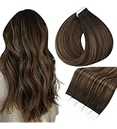 Full Shine Tape in Human Hair Extensions 18 Inch Adhesive Hair Extensions 50G 20Pcs Glue on Hair ...