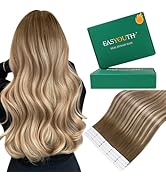 Easyouth Tape in Extensions Human Hair Balayage Seamless Tape in Hair Extensions Ombre Dark Brown...