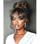 UNICE Balayage Highlight Fluffy Natural Loose Wave Curtain Bangs Wig Human Hair 7x5 Bye Bye Knots...