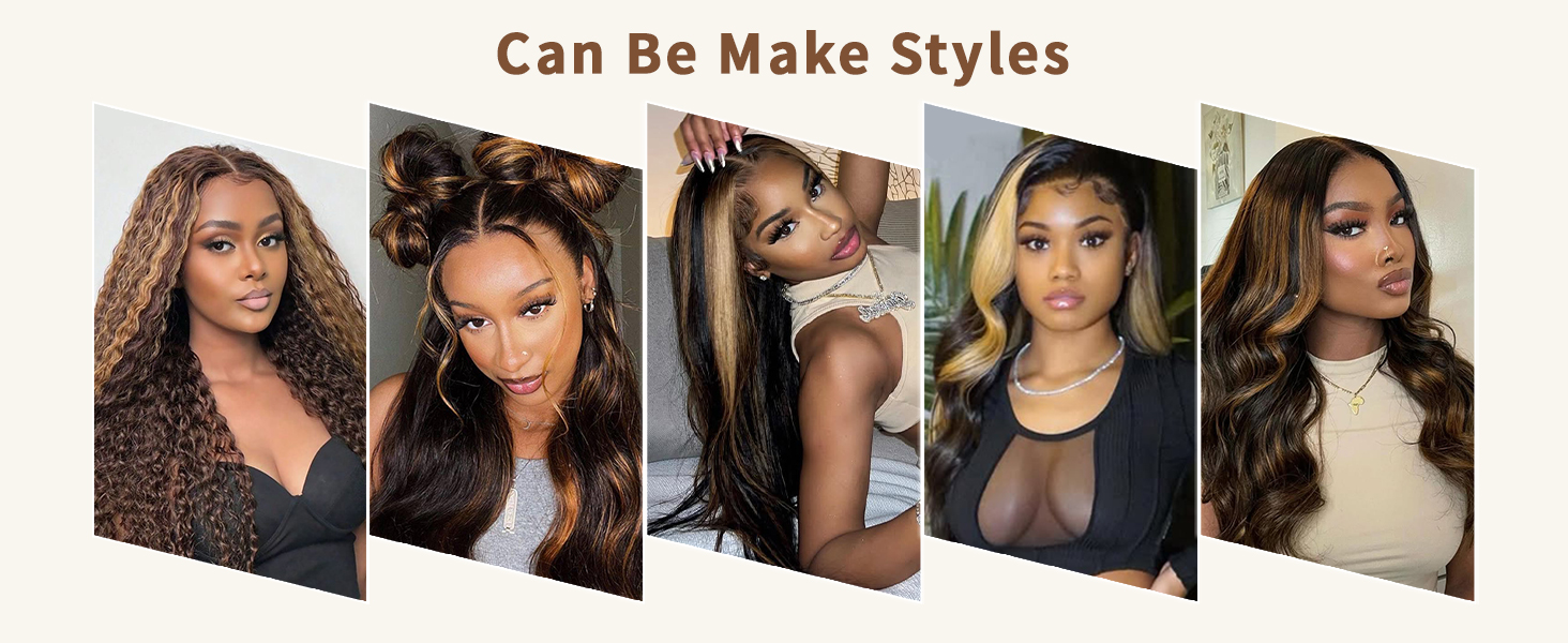 Highlight Lace Front Wig Human Hair Balayage Wigs