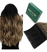 Easyouth Wire Real Hair Extensions Ombre Black Wire Hair Extensions Real Human Hair Black Fading ...