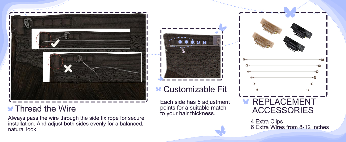 invisible wire hair extensions human hair balayage brown hair extensions clip in one piece hair