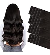 GOO GOO Invisi edge Tape in Hair Extensions Human Hair, 2 Dark Brown 20pcs 18inch 50g, Virgin Hum...