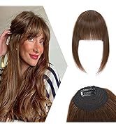 Hairro Clip in Bangs Human Hair Extensions with Temples French Curved Bangs 1 Piece Clip on Real ...