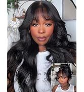 UNICE Pre Everything Body Wave 13x4 Lace Front Wigs Human Hair with Curtain Bangs Glueless Wig Hu...