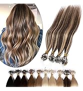 SEGO Micro Ring Hair Extensions 18 Inch 50g 100% Human Hair Balayage Micro Beads Fish Line I Tip ...