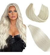 Platinum Blonde Tape in Hair Extensions Human Hair Natural Straight Remy Human Hair Extensions 12...