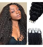 Curly Tape in Hair Extensions Human Hair Black Women 40pieces 100gram Human Hair Tape in Extensio...