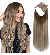 Fshine Secret Extensions Human Hair Invisible Wire Wire 90Gram Layered Clip in Hair Extensions Hu...