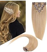 Hairro Clip in Hair Extensions Real Human Hair 24 Inch 8 Pieces 18 Clips Natural Hair Clip on Ext...