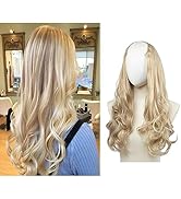 SARLA U Part Hair Extensions Dirty Blonde Full Head Clip in Synthetic Wave Curly Hairpiece Long 2...
