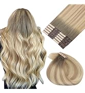MAXITA Seamless Tape in Hair Extensions Human Hair, 100% Human Tape in Hair Extensions Light Ash ...