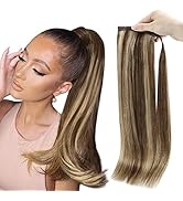 Full Shine Hair Extensions Clip in Ponytail Human Hair Extensions Wrap Around Ponytail Hair Exten...