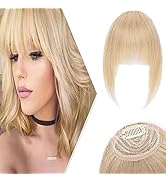 Hairro Clip in Bangs Human Hair Extensions with Temples One Piece French Curved Bangs Clip on Raw...