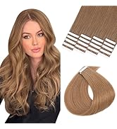 Hairro Remy Tape in Human Hair Extensions 24 Inch 20pcs 50g Blondish Brown Long Straight Hair Sea...