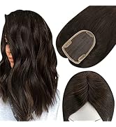 Full Shine Hair Topper Real Human Hair Side Part Dark Brown Clip in Topper Hair Extensions 3 * 5 ...
