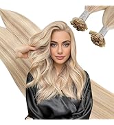 Ugeat Flat Tip Human Hair Extensions Blonde Highlight Flat Tips Remy Hair Extensions Pre Bonded F...