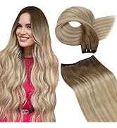 LaaVoo Human Hair Weft Extensions Blonde Ombre Sew in Hair Extensions Real Human Hair Double Weft...
