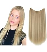 SARLA Invisible Wire Hair Extensions Dirty Blonde 22 Inch Straight Long Synthetic Hairpieces Adju...