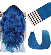 MAXITA Tape in Hair Extensions Human Hair Blue Tape in Extensions 16 Inch 10pcs 25g Remy Invisibl...