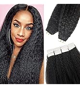 Kinky Straight Tape in Human Hair Extensions Black Women Natural Black Human Hair Tape in Extensi...