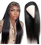 Ubetta Headband Wigs Straight Human Hair Glueless None Lace Front Wigs Natural Black for Black Wo...