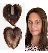 FQNing Human Hair Topper Real Remy Hair 100% Hand Tied 5''*5.5'' Soft Comfort Silk Base Hair Piec...