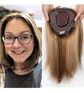 FQNing Human Hair Topper for Women, High End Large Cap 7''x 7''Silk Topper Real Hair Piece for Th...