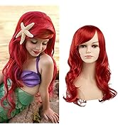 SARLA Girls Red Wig Long Curly Wavy Wigs Synthetic Cosplay Party Halloween Costumes 24 Inch for C...