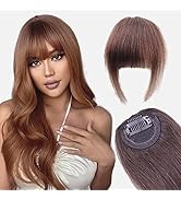 Bangs Hair Clip in Bangs Real Human Hair Extensions Chocolate Brown Hair Pieces Clip on Natural F...