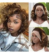 mogge Honey Blonde Lace Front Wig Human Hair Egg Wave 13X4 HD Lace Front Wigs 210% Density Loose ...