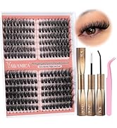 Yawamica Lash Extension Kit Fluffy Cat Eye Lash Clusters 60D 80D Volume Cluster Eyelash Extension...