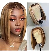 mogge Bob Wig Human Hair Highlight Bob Lace Front Wigs Human Hair Ombre Bob Wigs For Women 4/27 1...