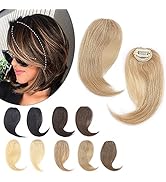 SEGO Clip in Bangs 100% Real Human Hair 10 inch 2PCS French Bangs Wave Fringe Side Bangs Swept Na...