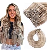 VINBAO Clip in Hair Extensions Human Hair 18in 160g 7pcs Human Hair Extensions Clip In, Ash Brown...