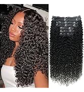Curly Clip in Hair Extensions for Black Women Brazilian Virgin Human Hair Clip in Extensions 8Pcs...
